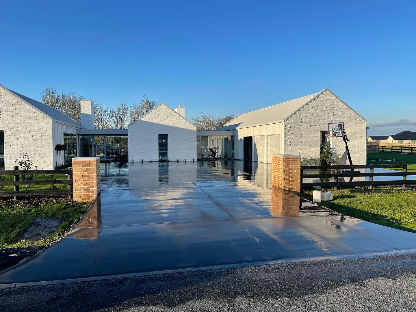 Freshly poured concrete driveway, Auckland